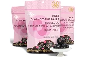 Organic Black Sesame Balls Pure Honey Handmade Black Sesame Pills (3 Bag, Rose)