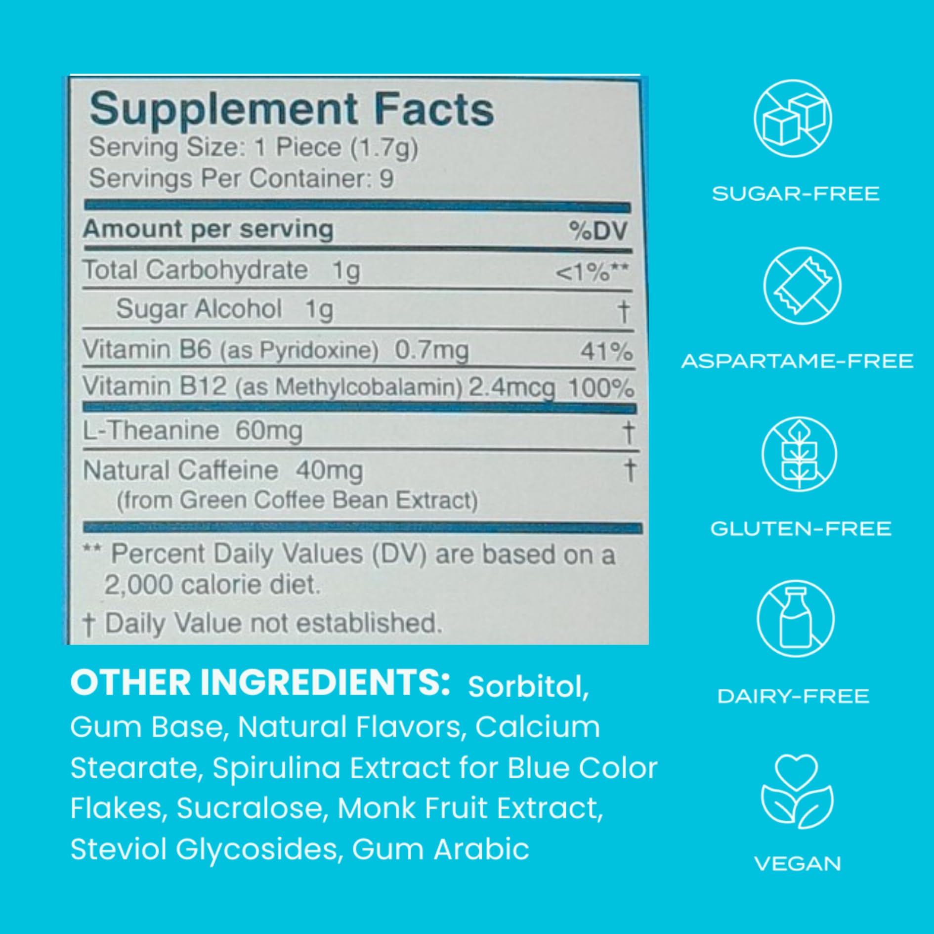 NeuroGum Energy & Focus Gum (54 Count-6 Pack, Peppermint) | 40mg Natural Caffeine + L-Theanine + Vitamin B12 & B6 + Xylitol | Sugar Free Nootropic Cognitive Brain Performance Supplement