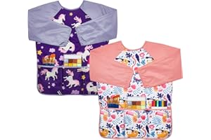 Lictin 2 Pack Kids Art Smocks,Toddler Smock,Waterproof Artist Painting Aprons for Children