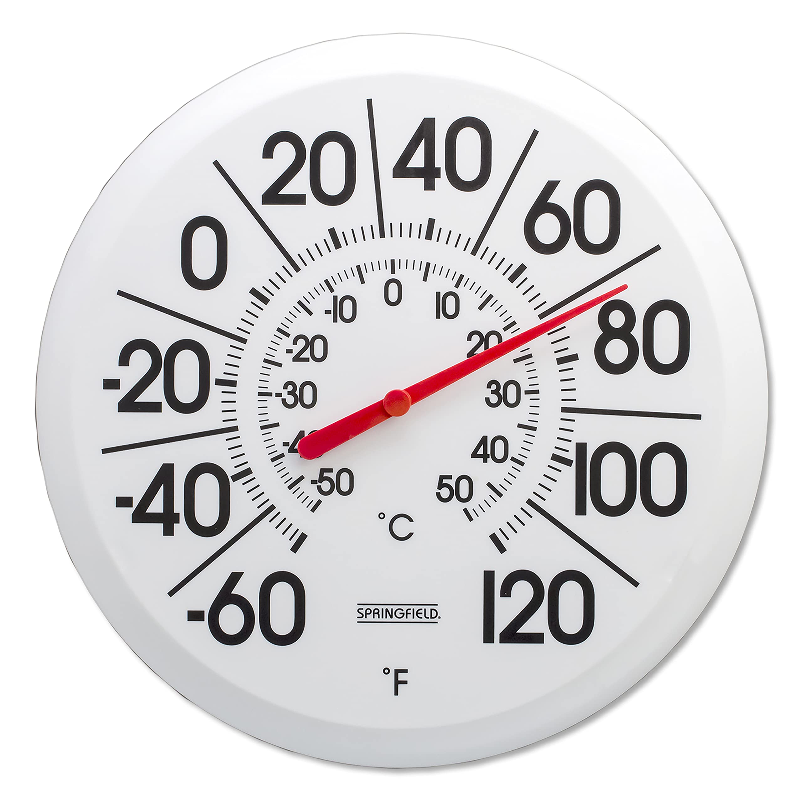 Photo 1 of Springfield Indoor Outdoor Big and Bold Thermometer with Mounting Bracket, Easy to Read Numbers for Patio, Pool, and Indoor Areas, 13.25-Inch, White