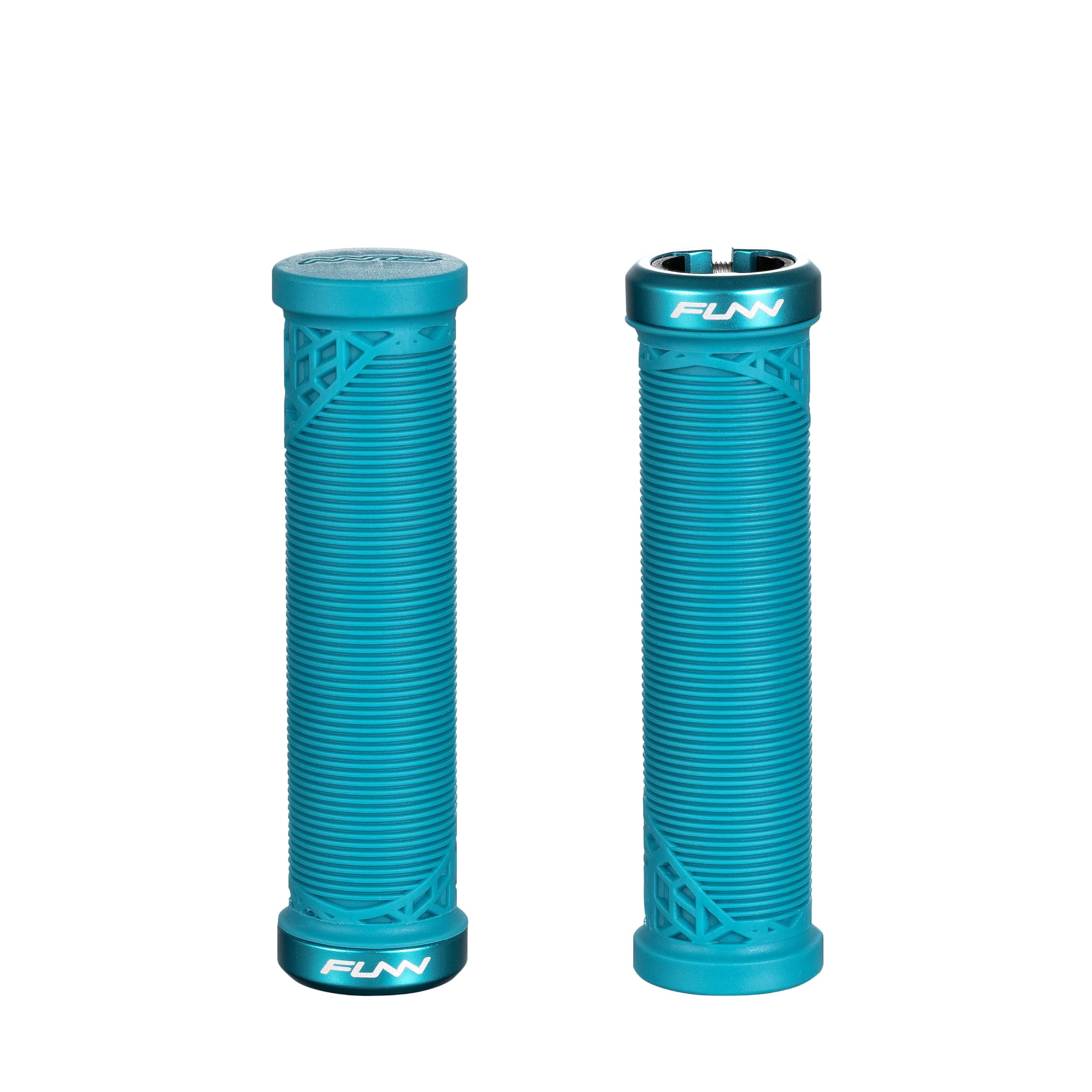 Funn Hilt JR Mountain Bike Handlebar Grips With Single Lock On Clamp, Bicycle Handlebar Locking Grips with 19 mm Inner Diameter, Short Bicycle Grips For Youth, Girls and Boys (Turquoise)