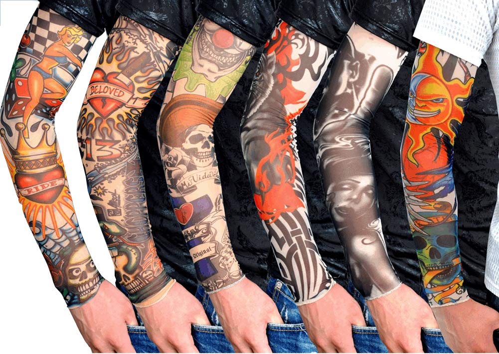 Gospire 6er-Set Temporäre Tattoo-Ärmel – Dehnbar, Verschiedene Designs, Einheitsgröße