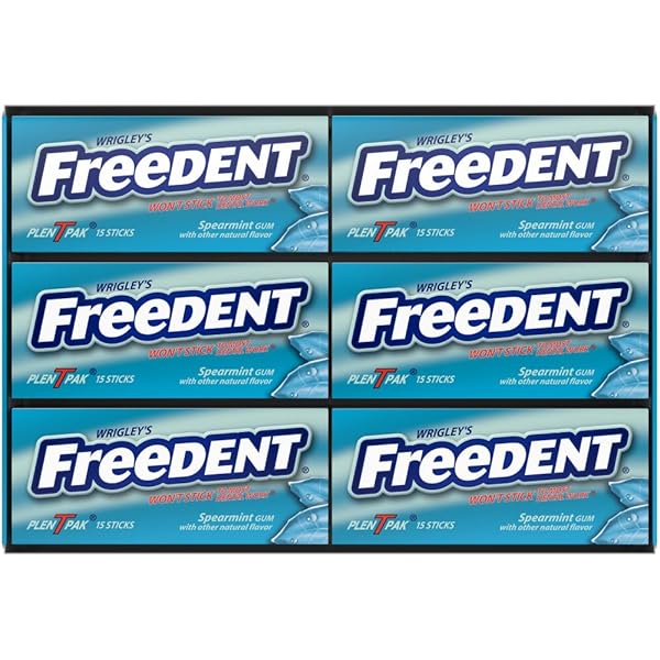 FREEDENT CHEWING GUM – WRIGLEY’S SPEARMINT FLAVORED, 12 PACK BULK GUM, 15 STICKS PER PACK