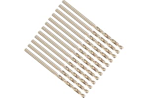 PATIKIL 2mm Drill Bit, Jobber Straight Shank M35 Cobalt 5% High-Speed Steel 135° Gold Finish for Stainless Steel Hard Metal -