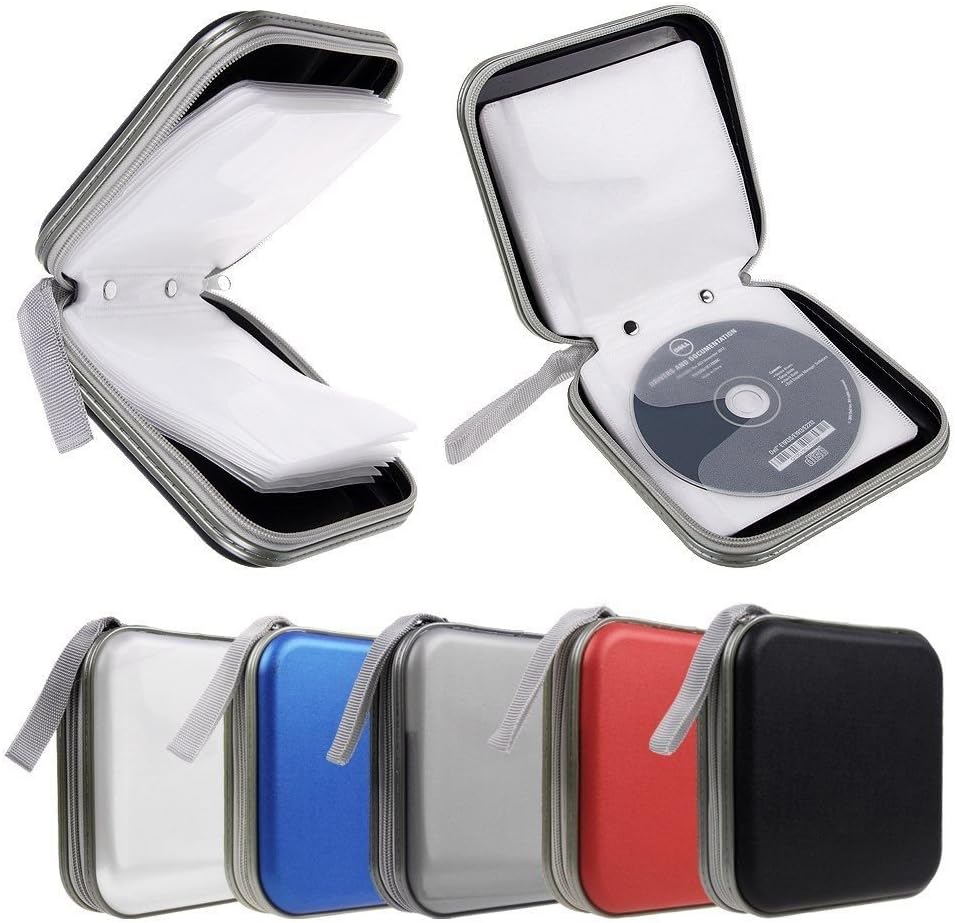 Jazooli 40 Pocket CD DVD Disc Storage Holder Protector Wallet Car Music Carry Case Bag (Red)
