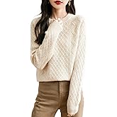 Chanyarn Women's 100% Merino Wool Sweater 2025 Fall Winter Casual Crew Neck Warm Long Sleeve Cable Knit Pullover Sweater