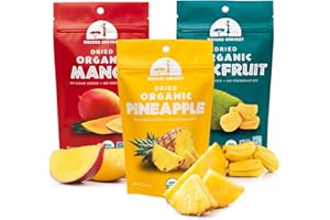 Mavuno Harvest Organic Dried Fruit Variety Pack | Dried Mango, Pineapple, and Jackfruit | Healthy, Vegan, No Sugar Added, Non GMO Snacks for Kids & Adults | 2 Ounce, Pack of 3
