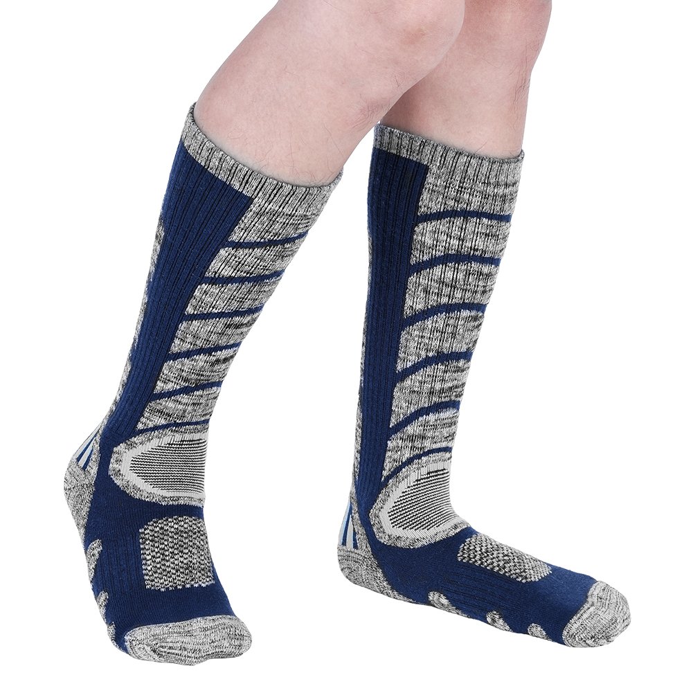 Men Ski Socks Outdoor Warm Wool Sports Socks for Skiing Hiking Camping 3 Pairs