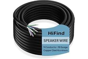 18 AWG 9-Conductor Speaker Wire Cable 25 Ft, 4-Channel CCA Stranded Hiding Primary Wire Low Voltage Remote Wire, Ultra-Flex a