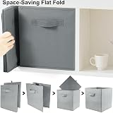 Amazing Tour 4 PCS Cube Storage Boxes 33x38x33 Foldable Fabric Handles Gray view 7