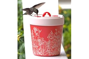 Insulated Hummingbird Feeder with Vacuum Technology, Floral Design, Temperature Control for Hot and Cold Weather