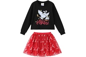 Harry Potter Girls Clothes Gryffindor Hogwarts Hedwig Owl Sweatshirts and Plaid Skirt Clothing Sets Outfits Red for Birthday