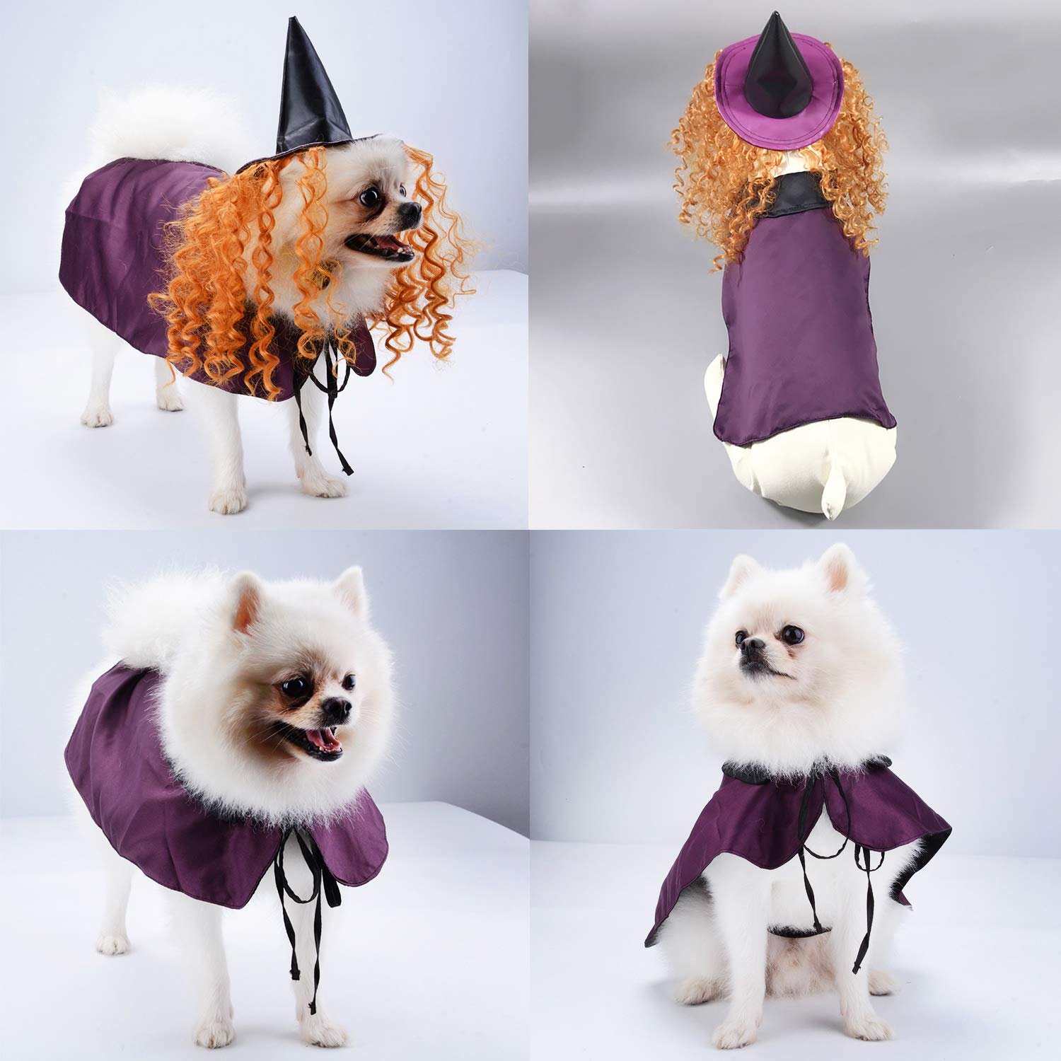 Legendog Halloween Costumes for Dogs, Dog Halloween Costumes, Funny Cat Dog Cape, Dog Wizard Cape and Dog Hat With Wig Pet Costume Set