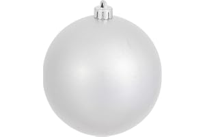 Vickerman 4" Christmas Ornament Ball, Silver Candy Finish, Shatterproof Plastic, UV Resistant, Holiday Christmas Tree Decoration, 6 Pack - Ready to Hang