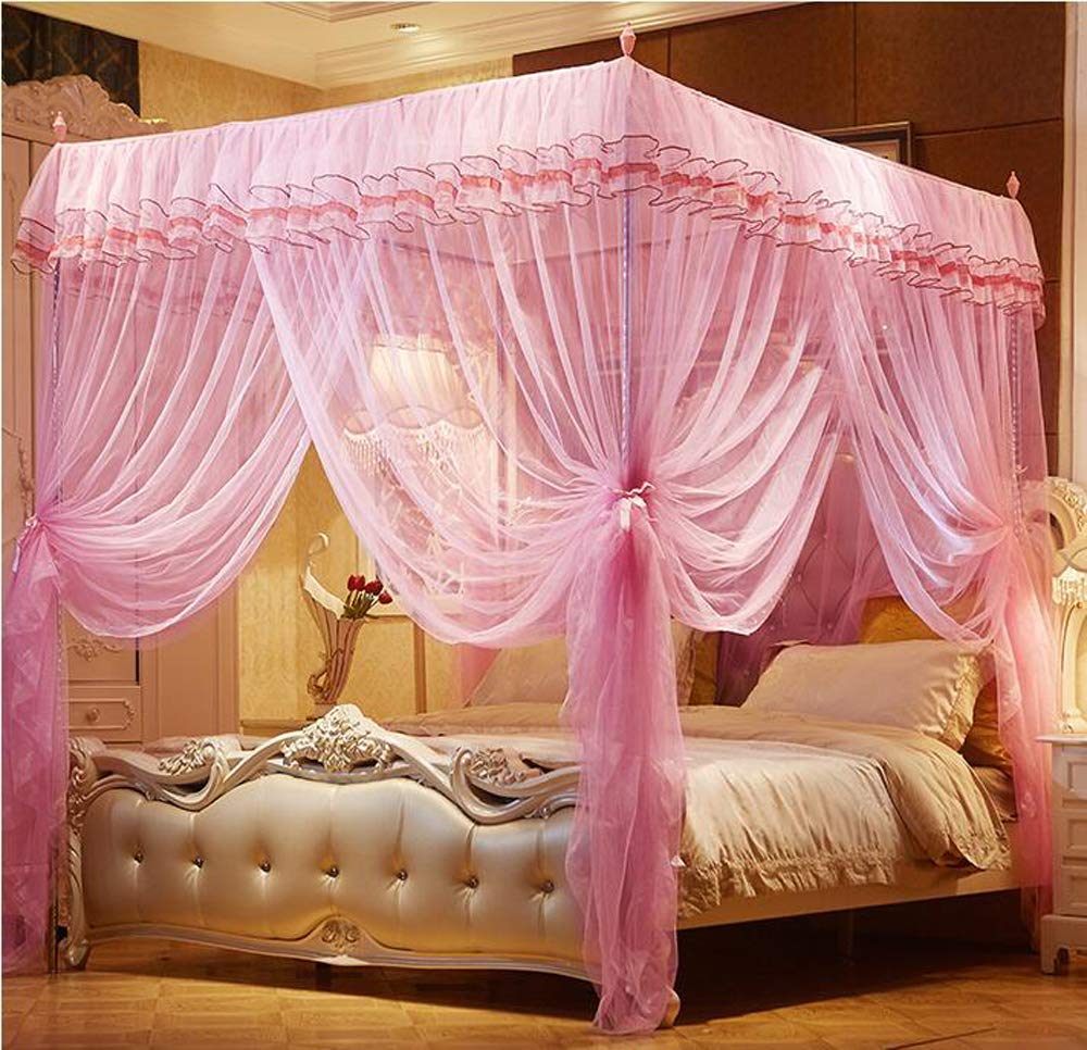 4 Opening Twin White Nattey Simple 4 Corners Post Canopy Bed Curtain For Girls Boys Adults Gift Bedroom Decoration Kids Furniture Room Decor Toys Games Kaaruj Com