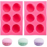 Hedume 2 Pack 6-Cavity 3D Macaroon Silicone Mold, Macaron Hamburger Baking Molds, Perfect for Candle, Muffin, Cake/Cupcake Decorating, Mini Soap, Bath Bomb