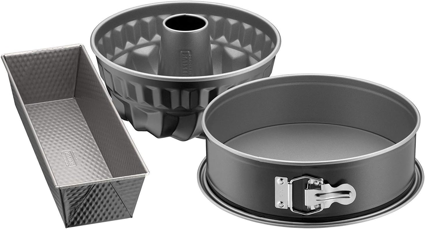 Kaiser Inspiration Backformen Backset 3-teilig, mit Springform (Flachboden), Gugelhupf Backform, Kastenform, Kuchenform antihaftbeschichtet