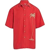 Bamboo Cay Men's Single Palm Embroidered Hawaiian Shirt