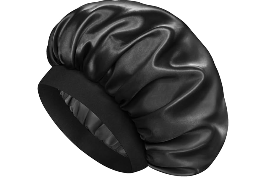 Doitory Satin Silk Bonnet for Sleeping, Double Layer Silk Sleep Cap for Men & Women, Soft Satin Lined Bonnet for Curly Hair