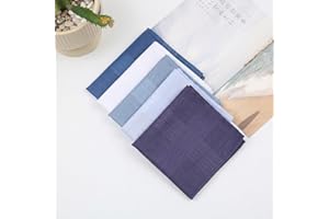 Men's Handkerchiefs Set of 5, Gentleman Cotton Pocket Squares, Unisex Casual Style, All Seasons Use, Plain Pattern