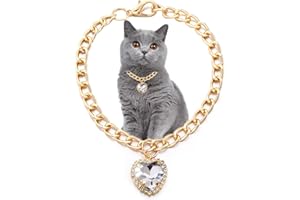BBDDKEG SOGAYU Cat Necklace Collar with Heart Rhinestone Pendant, Lightweight Adjustable Shine Diamond Cute Girl Wedding Birthday Party Pet Necklace Costume Accessories for Kittens Puppy Small Dog (White)