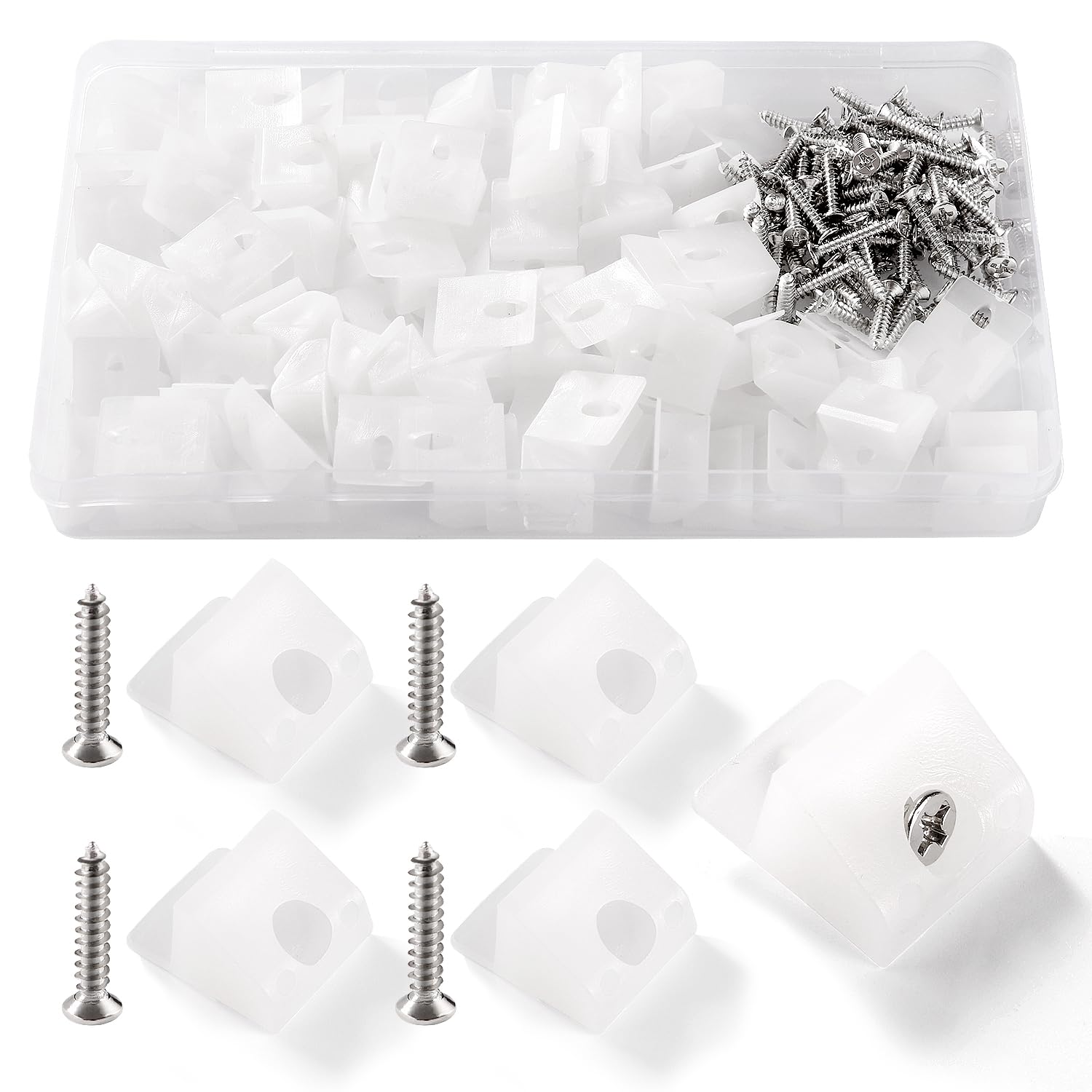 VooGenzek 90 PCS Drawer Bottom Sagging Repair Mending Wedges, Drawer Base Support Reinforcement, Furniture Chest Bottom Repair Fixing Mending Wedges, with 90 PCS Screws, 17.5 * 15.5 * 9.5mm (White)