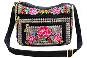 PHEVOS Hobo Crossbody Bag for women, Vintage Ethnic Tribal Embroidered Boho Hippie Tote Handbags Shoulder Purse