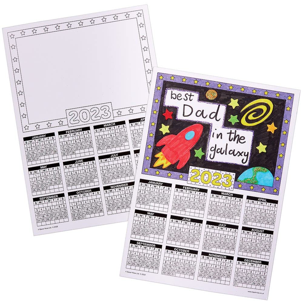 Baker Ross FX389 Calendar Blanks 2023 - Pack of 12, Create Your Own Calendar for Kids, Kids Crafts Wall Calendar