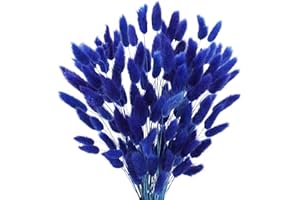 Uieke 17’’ Natural Bunny Tails Dried Flowers, 120 Pcs Dried Lagurus Ovatus, Dried Blue Pampas Grass Decor for Farmhouse Flower Arrangements Wedding Home Party Decorations