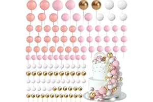 120Pcs Ball Cake Topper Decorations, BetterJonny Mini Balloons Cake Topper Sticks Foam Balls Cake Picks Insert Topper for Bir