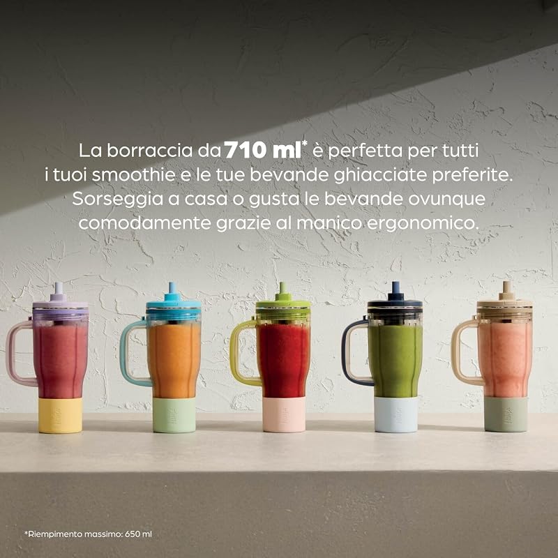 BlendBoss, Mini Frullatore con Borraccia 710 Ml, Potente, Blu Cyber