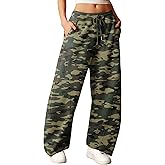 ELLEVEN Women's Y2K Wide Leg Sweatpants - High Elastic Waist Baggy Pants with Pockets & Adjustable Ankle Drawstring Cuffs