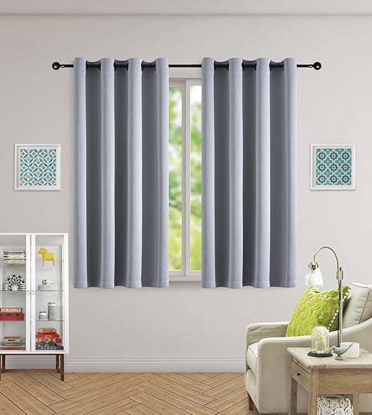 Amazon Com Kotile Grey Blackout Curtains 63 Inch Length Thermal