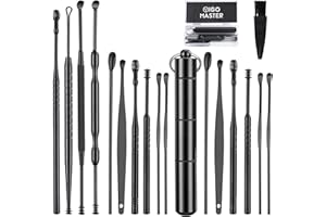 YIGO MASTER 17 Pcs Ear Wax Removal, Ear Cleaner Ear Wax Removal Tool, Ear Cleaning Kit Earwax Removal Kit Stainless Steel Ear Pick Set with Cleaning Brush and Storage Box…