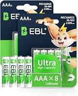 EBL AAA 1100mAh Rechargeable NiMH Batteries 8 Pack Ready2Charge