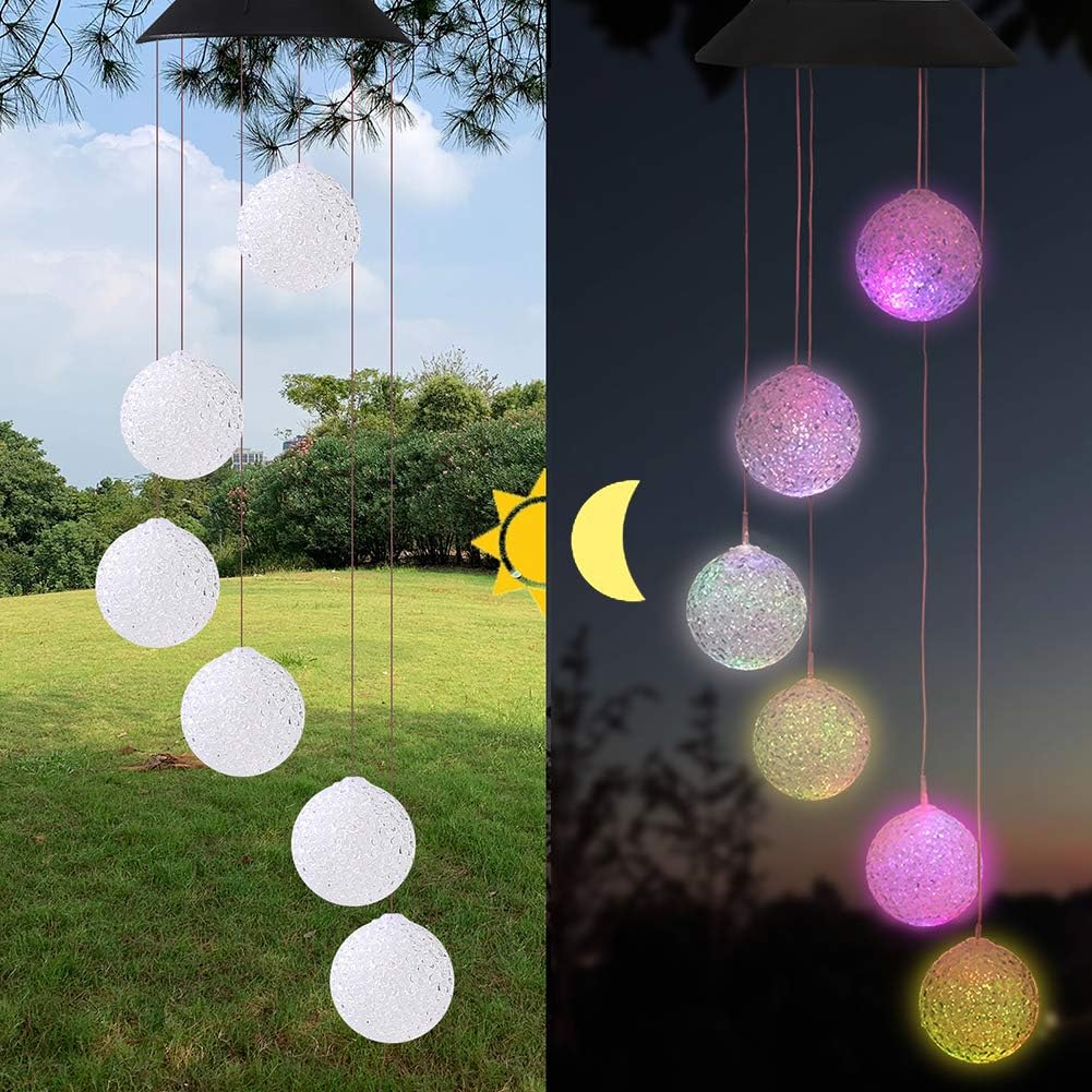Eleven Direction Solar String Light Wind Chimes, Gifts for Mom, Auto Charge Color Changing Crystal Ball Solar Lights, Outdoor Decorations for Garden Lawn Patio Yard Porch Window : Garden & Outdoor
