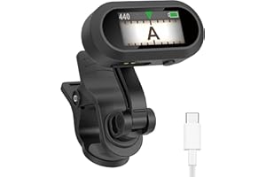 Sondery Guitar Ukulele Tuner Clip On Rechargeable，Extremely Fast and Accurate Headstock Chromatic Tuner Pitch 410-460Hz with 