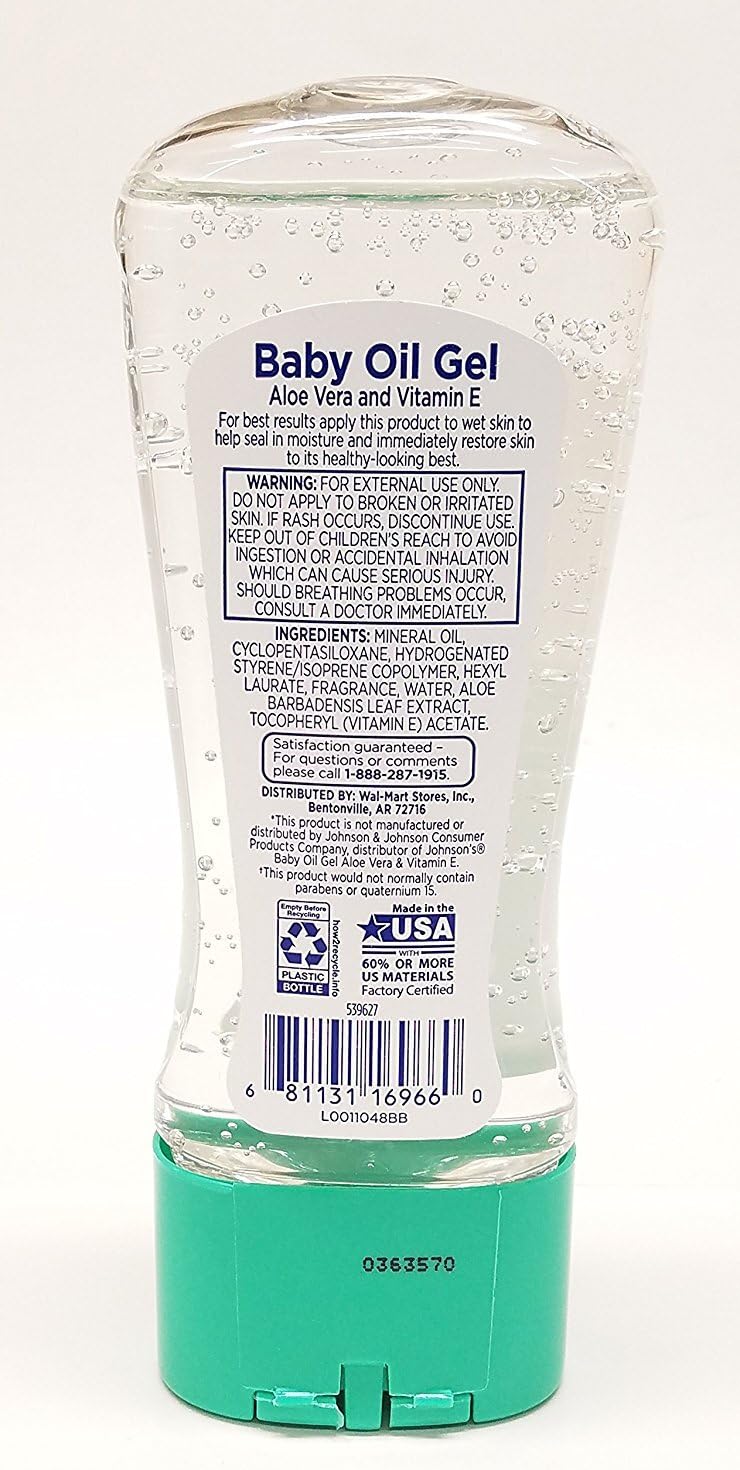 equate baby aloe vera and vitamin e hypoallergenic baby oil gel