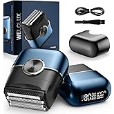 Electric Foil Shavers for Men: Mini Electric Razor with 4 Floating Blades & Big LED Display - Foil Shaver for Men with 2 Gears Adjustable - Face Shaver with IPX7 Waterproof,USB Type C (Pure-Blue)