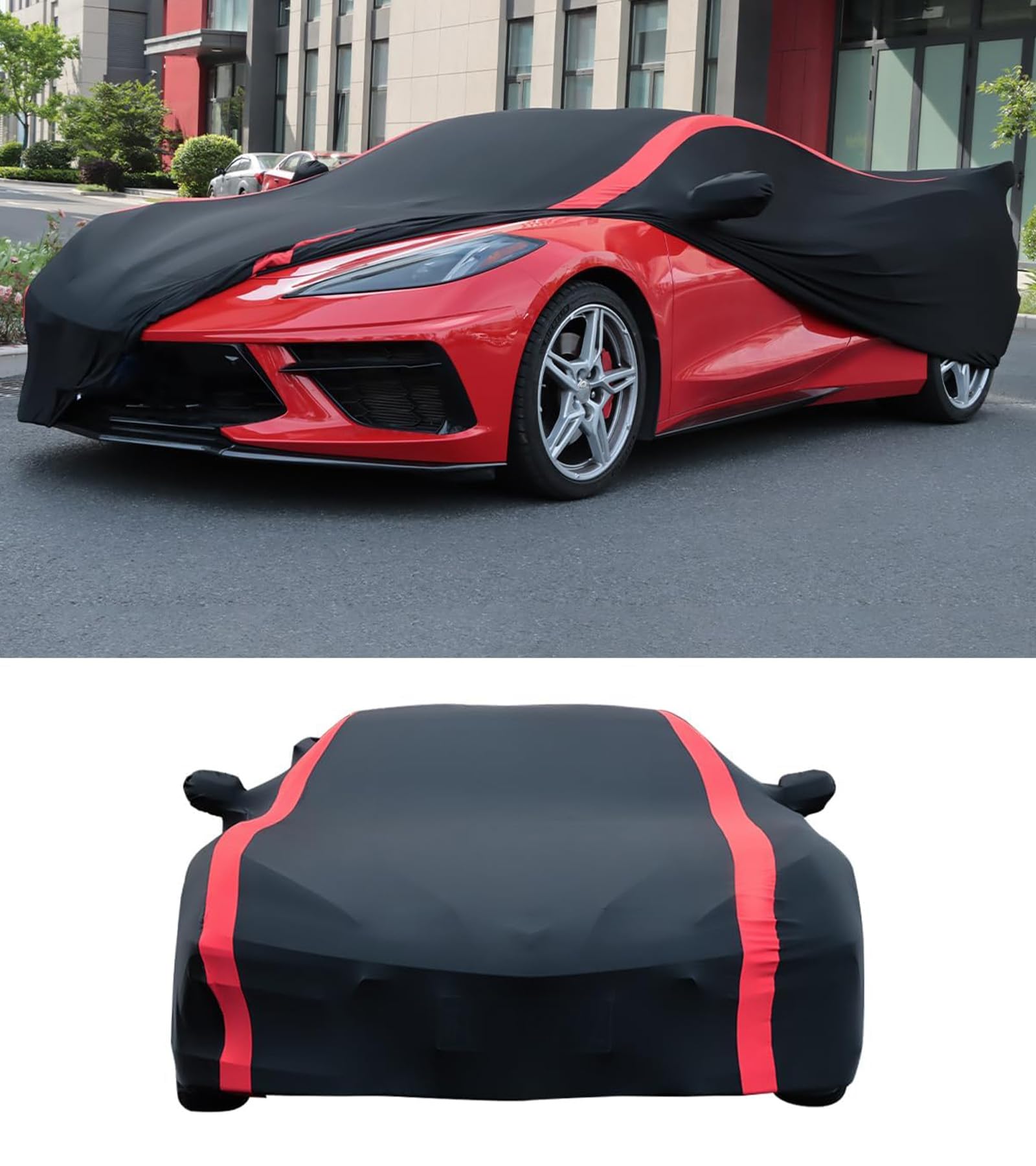 Photo 1 of NUBEHONE C8 Car Cover Fit for 2020-2026 Corvette C8 Stingray Z51 Z06 E-Ray, Fits Rear High Wing, Soft Stretched Satin Fabric, Indoor Dust Protection, C8 Accessories
