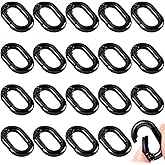 HINZIC 20Pcs Metal Spring Keyring, 14mm Black Oval Rings Snap Clips Buckle Claps Connector Accessories for Bags Necklaces Bracelets Purses Keychain