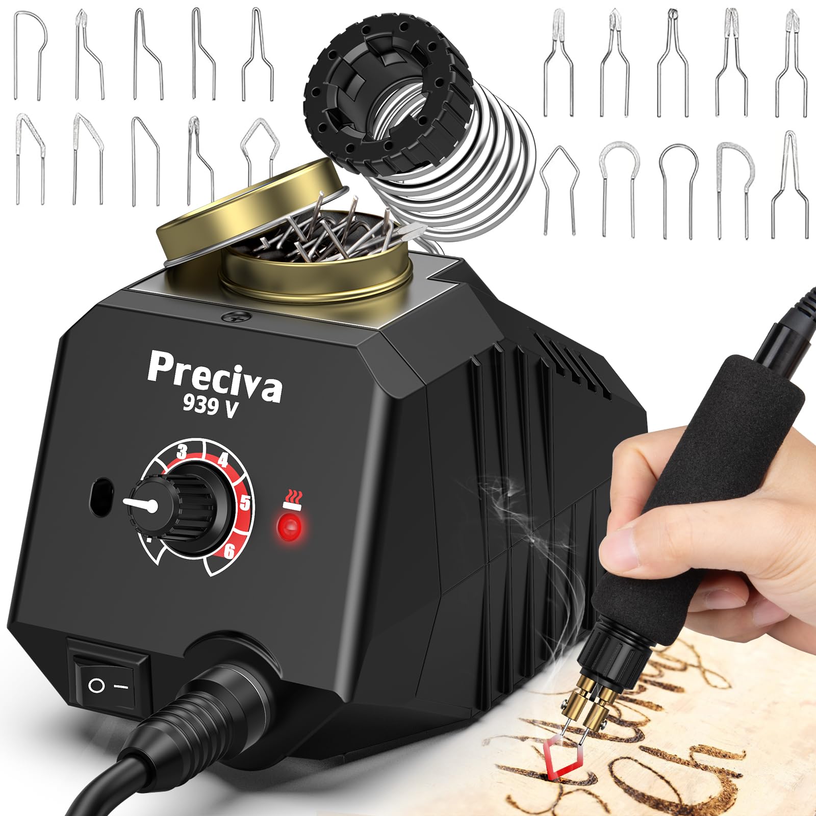 Wood Burning Kit, Preciva Temperature Adjustable Woodburner Pyrography Tool Kit with WoodBurning Station Kit, Fast Heating for DIY Engraving Craft