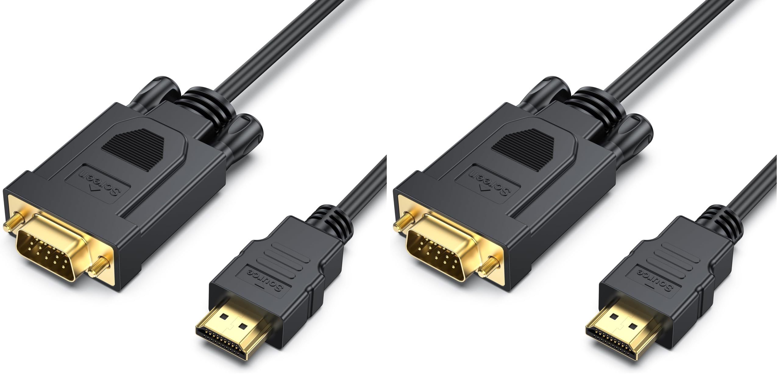 BENFEI HDMI to VGA 1.8M Cable, Uni-Directional HDMI to VGA Cable (Male to Male) Compatible for Computer, Desktop, Laptop, PC, Monitor, Projector, HDTV, Raspberry Pi, Roku, Xbox and More (Pack of 2)