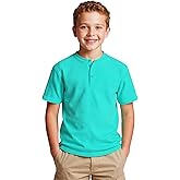 Silenroar Boys Henley Short Sleeve Shirt Waffle Knit Tee Cotton Blend Button Front T-Shirt Breathable Tshirts
