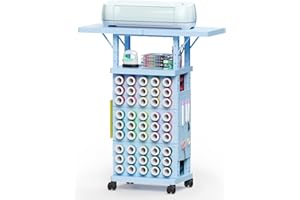 Sunnacate Craft Storage Cart Compatible with Cricut Machine, Rolling Craft Stand Shelf Table Desk Organizer with 45 Vinyl Roll Holders, Pegboard, Accessories Holder, Craft Room Organization