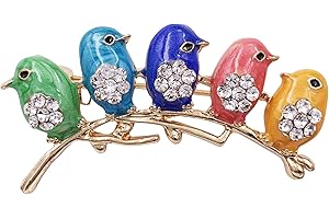 HAISWET Cute Little Bird Multi Color Brooch Pin Crystal Gold Tone