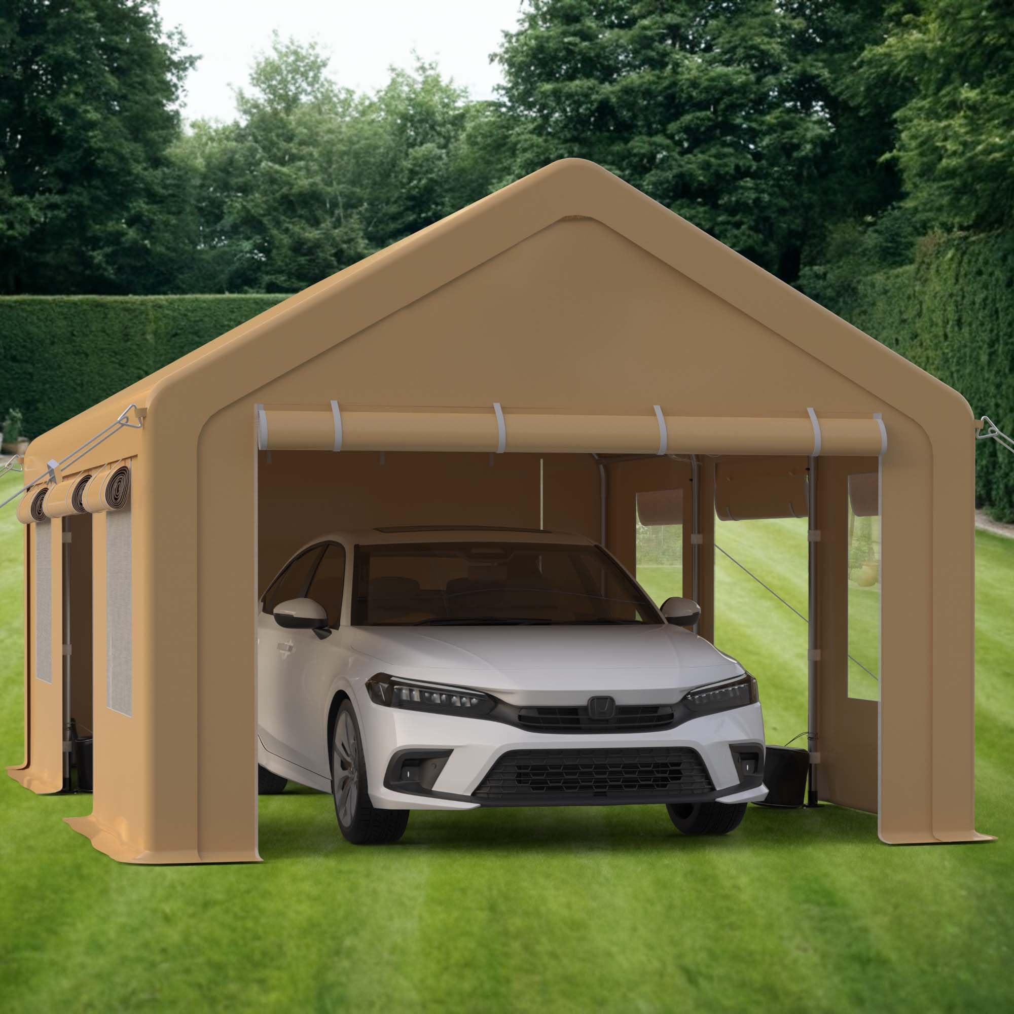 Photo 1 of **PARTIAL SET MISSING 25 ASSEMBLY POLES** GarveeLife Heavy Duty Carport, Portable Garage with 4 Doors & 4 Window?Upgraded Carport with Reinforced Steel Poles, Uv Resistant All-Season Waterproof Tarp, for Car, Truck, Boat