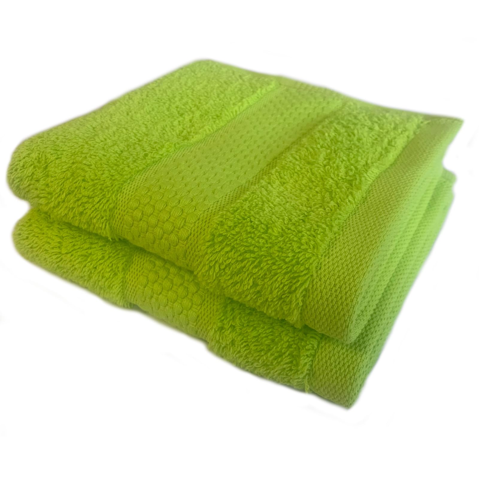 Sue Rossi Face Cloths Pack of 2 or 6, Turkish Combed Cotton, 30cm x 30cm Wash Cloth Fingertip Flannel, Soft & Absorbent, 600gsm Thick Bathroom Towels Set (Lime Green, 2)