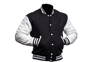LP-FACON Unisex Women/Mens Varsity Letterman Jacket | College Baseball High School Bomber Wool + Faux Leather Jacket
