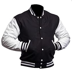 Mens Varsity Jacket - Black and White School Teen